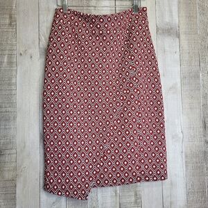 Maeve By Anthropolgie Geometric Red Skirt. Size Small